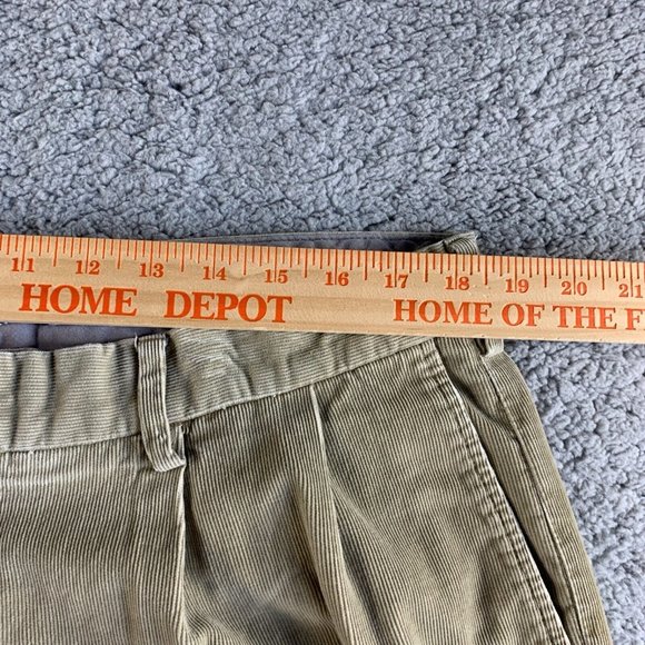 Lands' End Corduroy Pants Mens 37 Khaki Chino Traditional Fit Pleated Casual - Picture 9 of 12